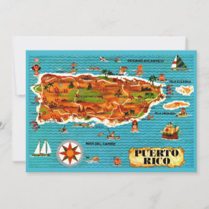 Spanish Puerto Rico 5x7 Map Postcard