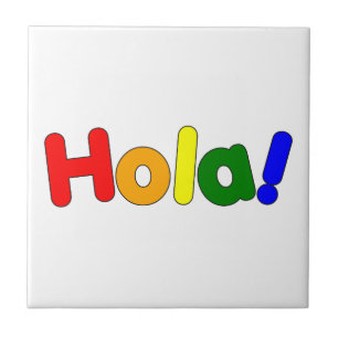 Spanish Rainbow Hello : Espanol Iris Hola Tile