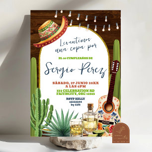 Spanish Raise a glass for Tequila Birthday Invitation