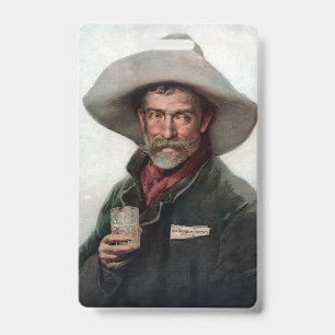 Spanish Ranchero Cowboy in Old West Saloon ID Badge