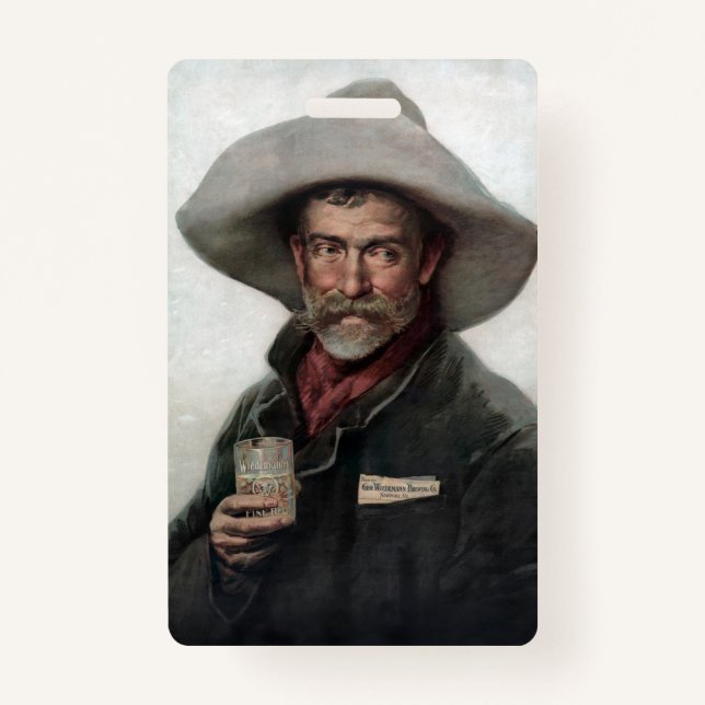Spanish Ranchero Cowboy in Old West Saloon ID Badge (Front)