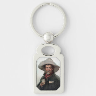 Spanish Ranchero Cowboy in Old West Saloon Key Ring
