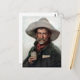 Spanish Ranchero Cowboy in Old West Saloon Postcard