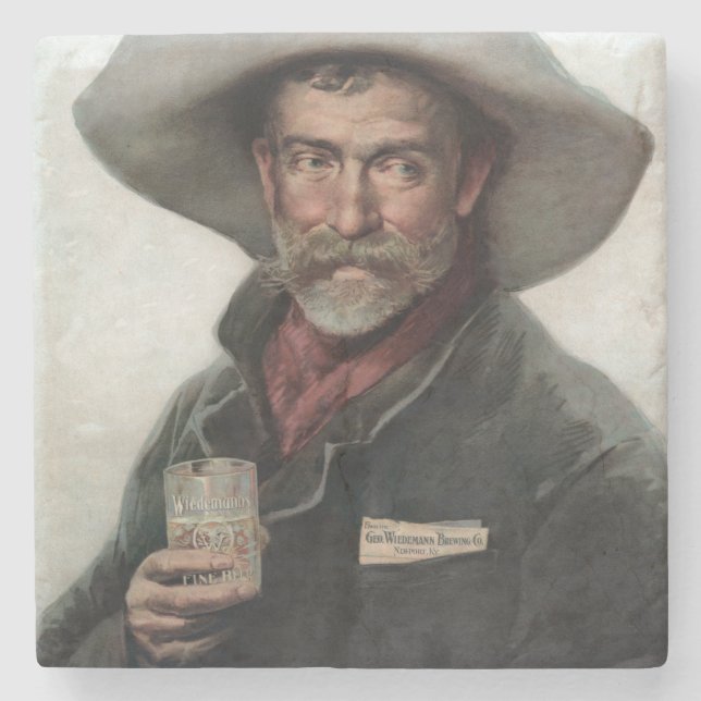 Spanish Ranchero Cowboy in Old West Saloon Stone Coaster (Front)