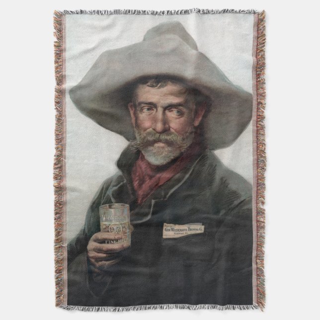 Spanish Ranchero Cowboy in Old West Saloon Throw Blanket (Front Vertical)