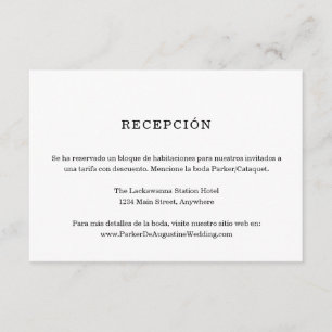 Spanish Reception Information Enclosure Card