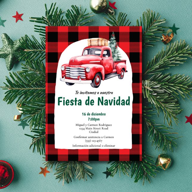 Spanish Red Fiesta de Navidad Christmas Party Invitation (Creator Uploaded)