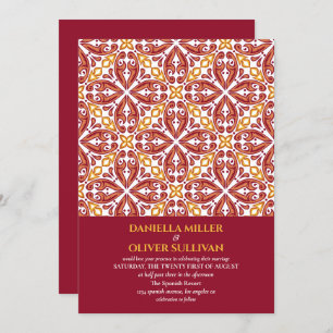 Spanish Red Orange Tile Mediterranean wedding V2 Invitation