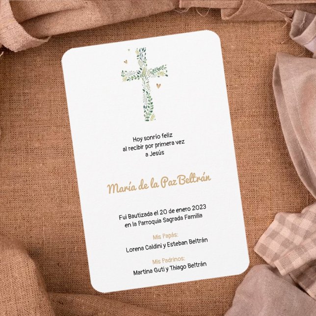 Spanish Religious Baptism & Bautizo Estampa Announcement (Creator Uploaded)