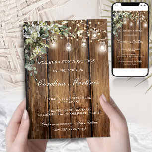 Spanish Retirement Party Invitation Rustic Lights