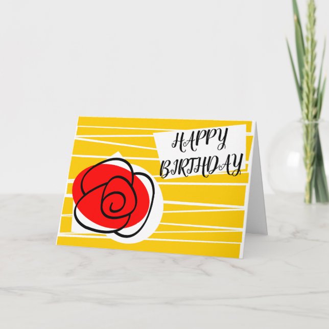 Spanish Rose Birthday landscape Card (Front)