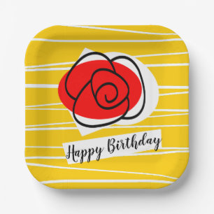 Spanish Rose Birthday square paper plate