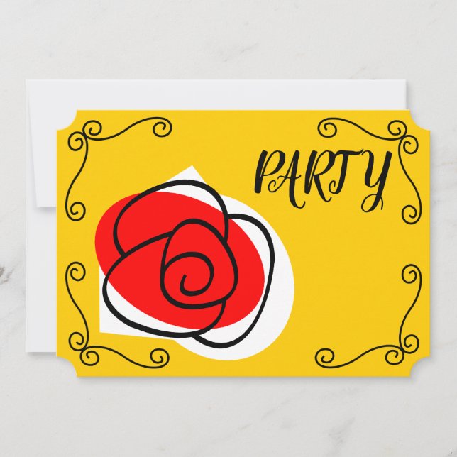 Spanish Rose Corners Party horizontal Invitation (Front)
