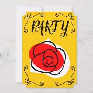 Spanish Rose Corners Party vertical Invitation