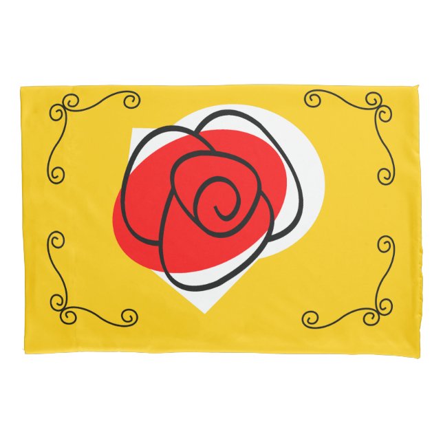 Spanish Rose Corners red back pillowcase single (Front)