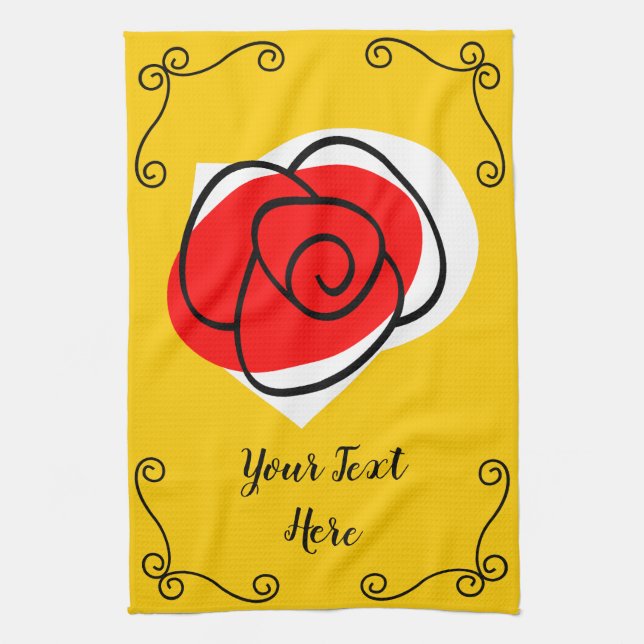 Spanish Rose Corners Text kitchen towel vertical (Vertical)