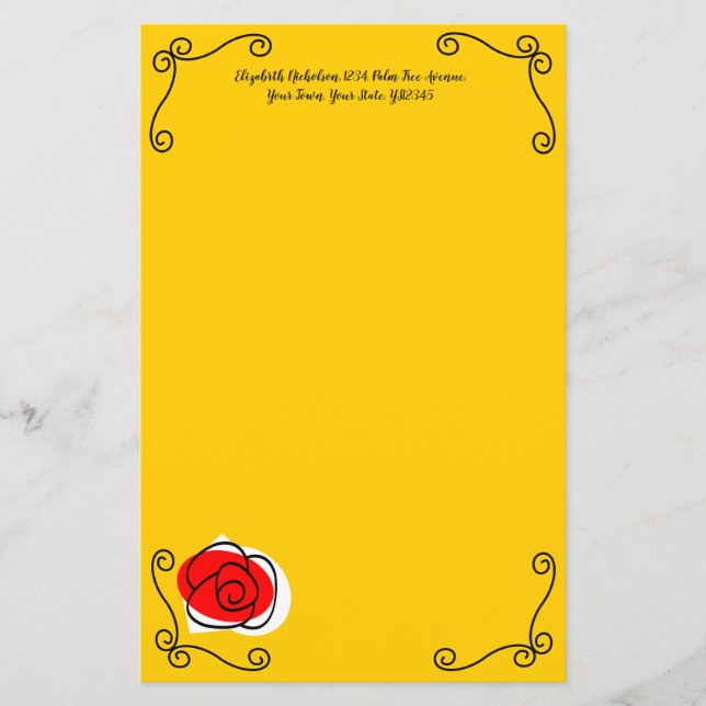 Spanish Rose Corners Text paper 5.5 x 8.5 (Front)
