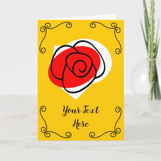 Spanish Rose Corners Text vertical greetings card (Front)