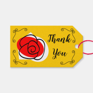 Spanish Rose Corners Thank You horizontal Gift Tags
