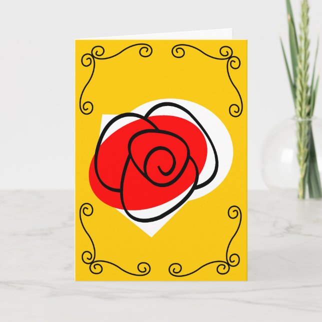 Spanish Rose Corners vertical greetings card (Front)