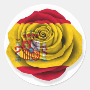 Spanish Rose Flag on White Classic Round Sticker