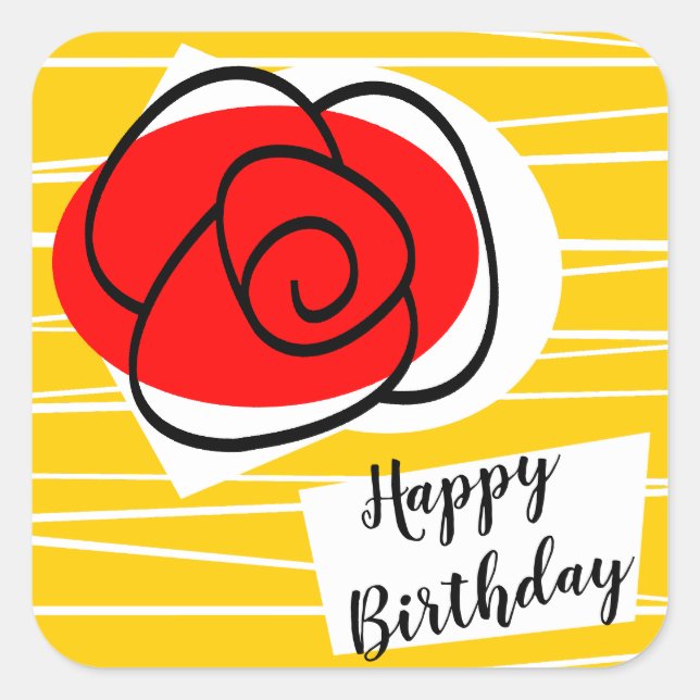 Spanish Rose Happy Birthday sticker square (Front)