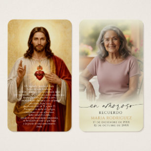Spanish Sacred Heart Jesus Memorial Prayer Cards