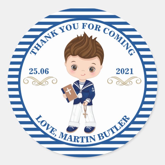 Spanish Sailor Boy First Holy Communion Sticker (Front)