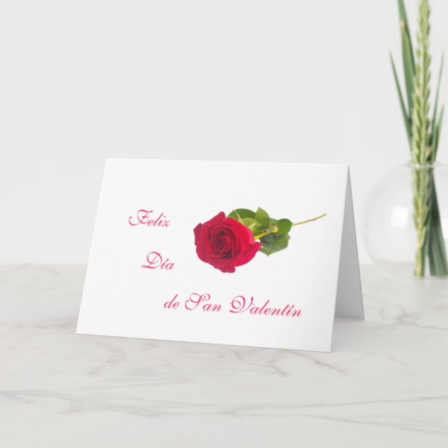 Spanish: San Valentin - red rose Holiday Card (Front)