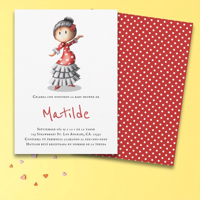 Spanish Sevillana Flamenco Dancer Baby Shower Invitation (Creator Uploaded)