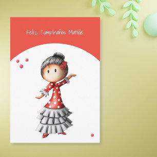 Spanish Sevillana Flamenco Dancer Birthday Card