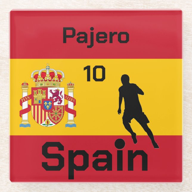 Spanish Soccer, customisable  Glass Coaster (Front)