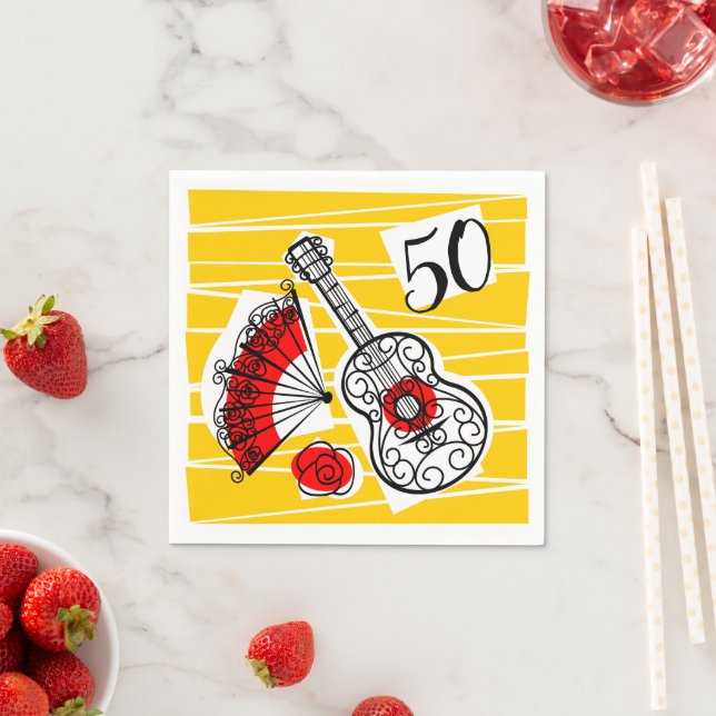 Spanish Souvenirs 50 Age paper napkin (Insitu)