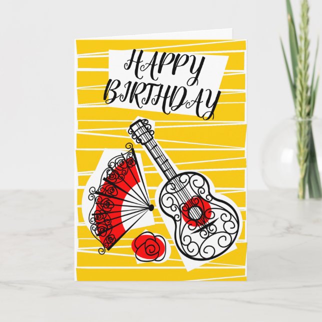 Spanish Souvenirs Birthday Inside Text vertical Card (Front)