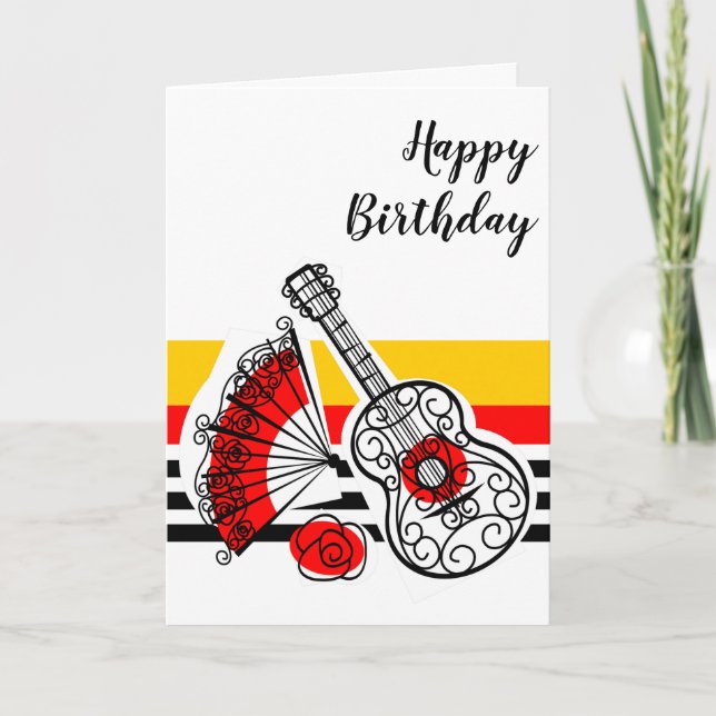 Spanish Souvenirs Classic Stripe Birthday Card (Front)