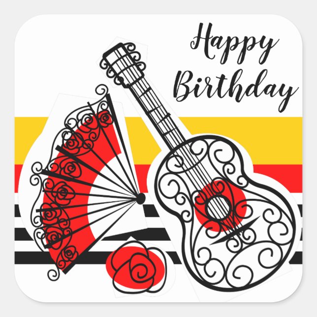 Spanish Souvenirs Classic Stripe Birthday square Sticker (Front)