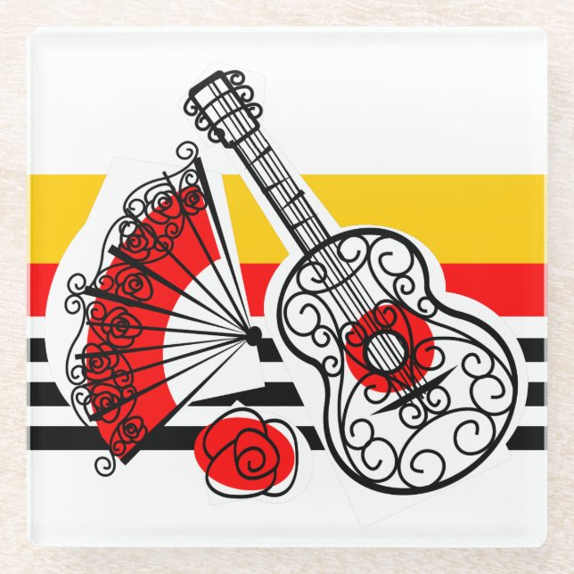 Spanish Souvenirs Classic Stripe coaster glass (Front)