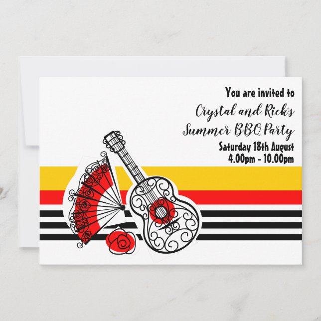 Spanish Souvenirs Classic Stripe horizontal Invitation (Front)