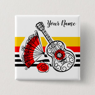 Spanish Souvenirs Classic Stripe Name square 15 Cm Square Badge
