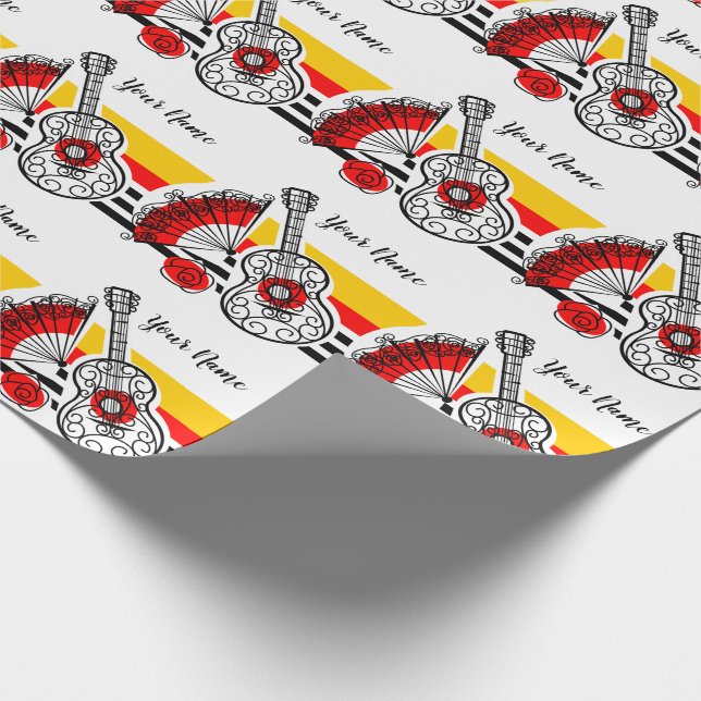 Spanish Souvenirs Classic Stripe Name Wrapping Paper (Corner)