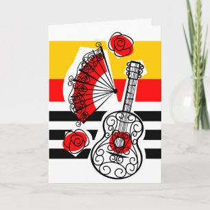 Spanish Souvenirs Classic Stripe Text portrait Holiday Card