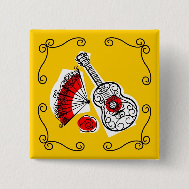 Spanish Souvenirs Corners button square (Front)