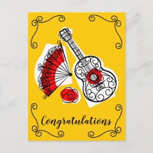 Spanish Souvenirs Corners Congratulations vertical Postcard