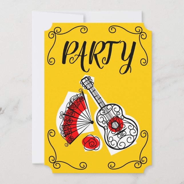 Spanish Souvenirs Corners Party vertical Invitation (Front)