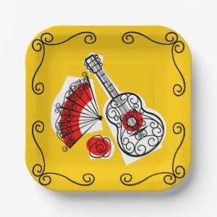 Spanish Souvenirs Corners square Paper Plate