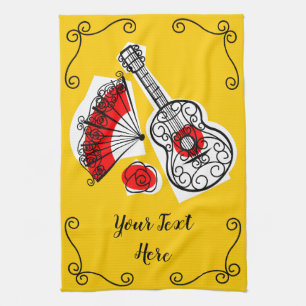 Spanish Souvenirs Corners Text kitchen towel
