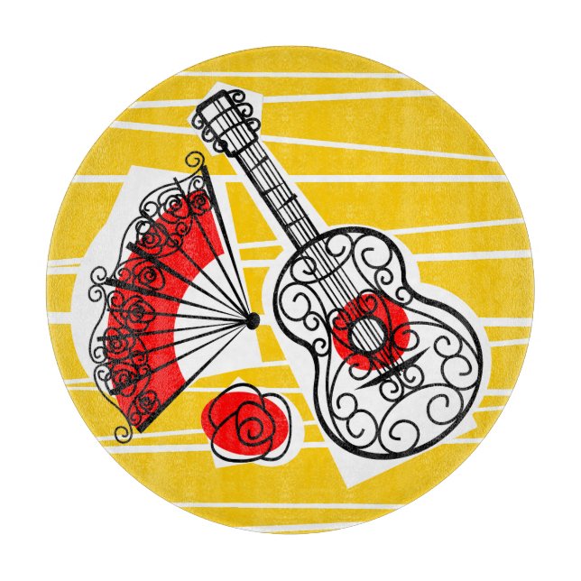 Spanish Souvenirs cutting board round (Front)