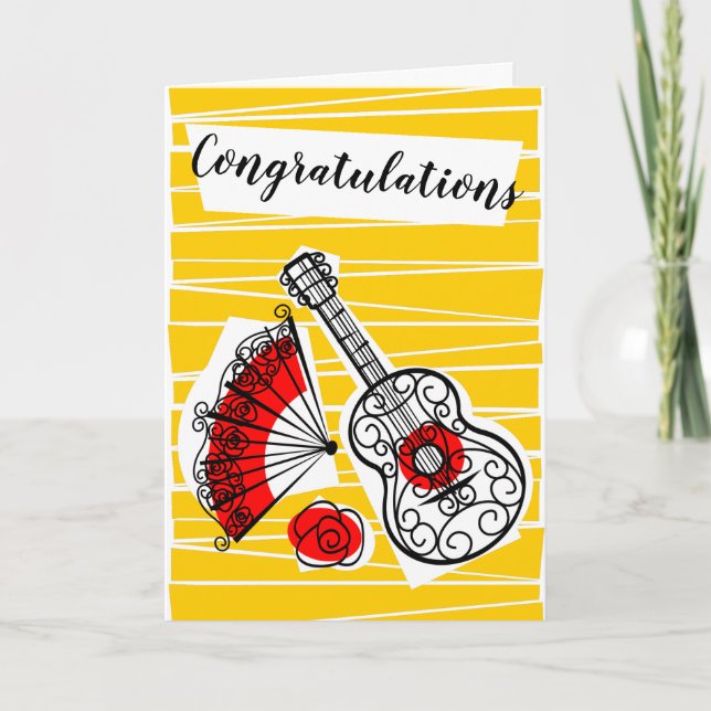 Spanish Souvenirs Group Congratulations vertical Card (Front)