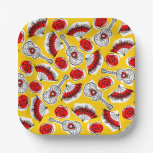 Spanish Souvenirs Multi square Paper Plate