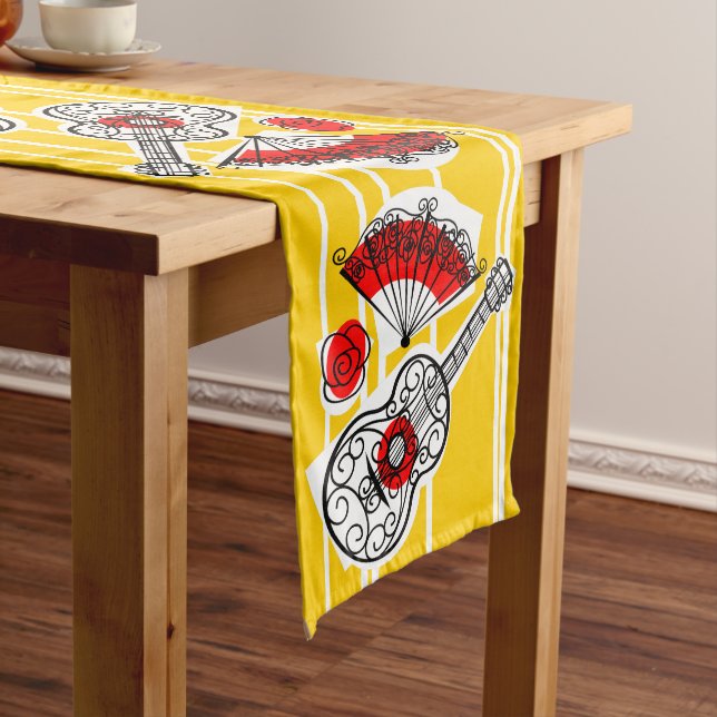 Spanish Souvenirs table runner 16 x 90 (In Situ)